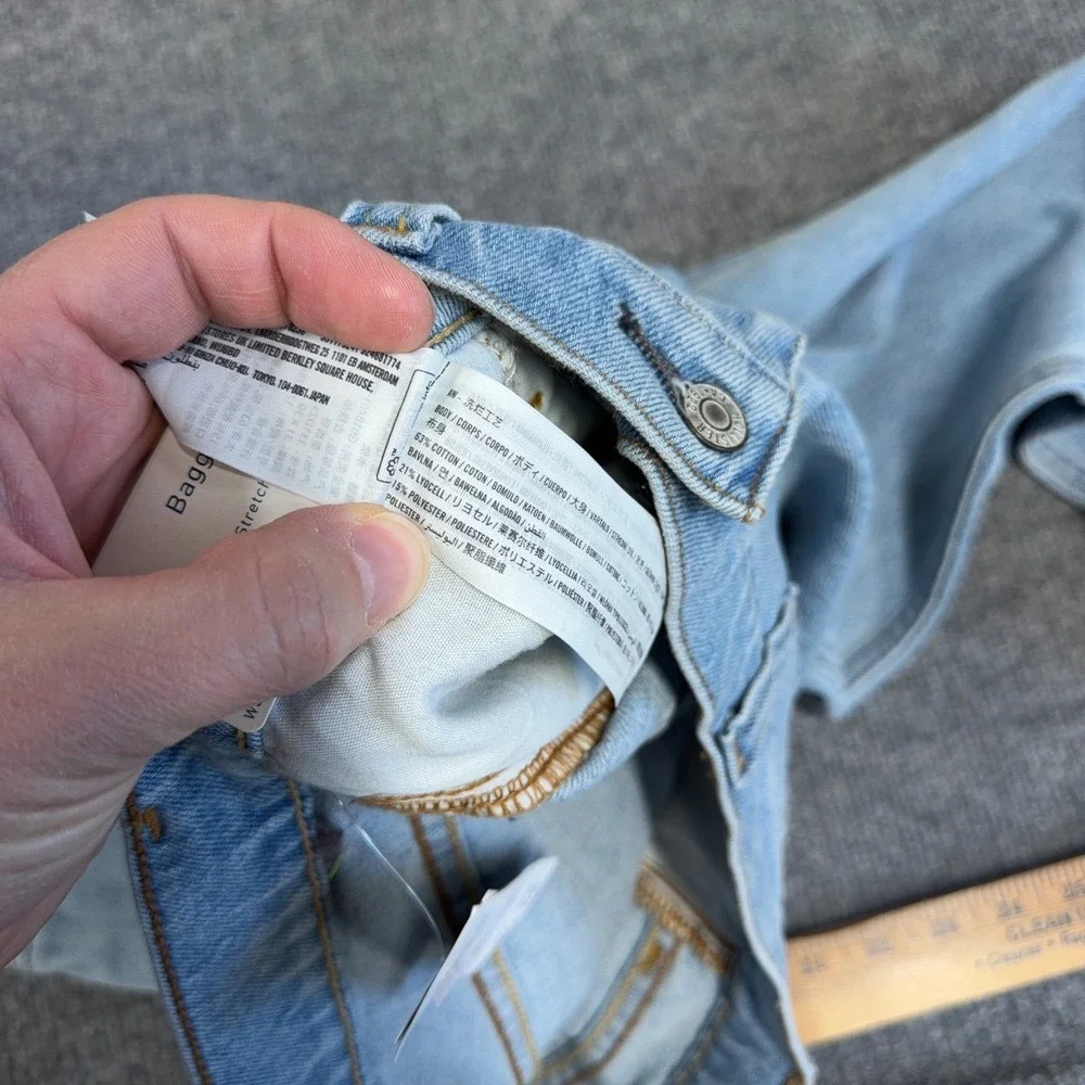 Hollister Baggy Jeans Men 31x30 Light Wash Carpenter Stretch Denim NEW